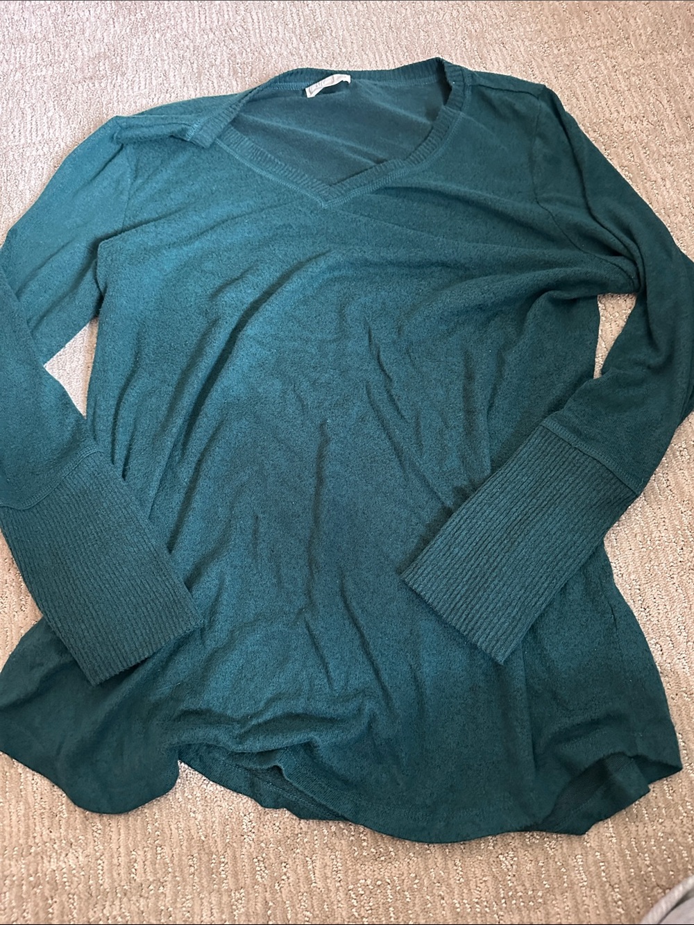 Women's Deep Teal V-Neck Long Sleeve Sweater